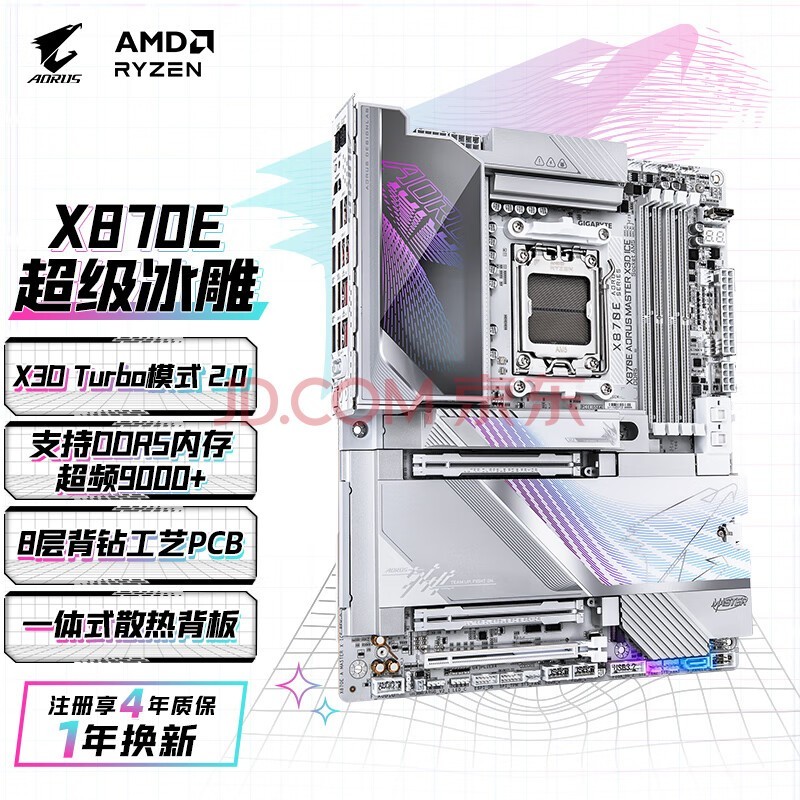 技嘉（GIGABYTE）超级冰雕X870E AORUS MASTER X3D ICE主板DDR5支持AMD CPU AM5 9700X 9950X 9900X 9600X
