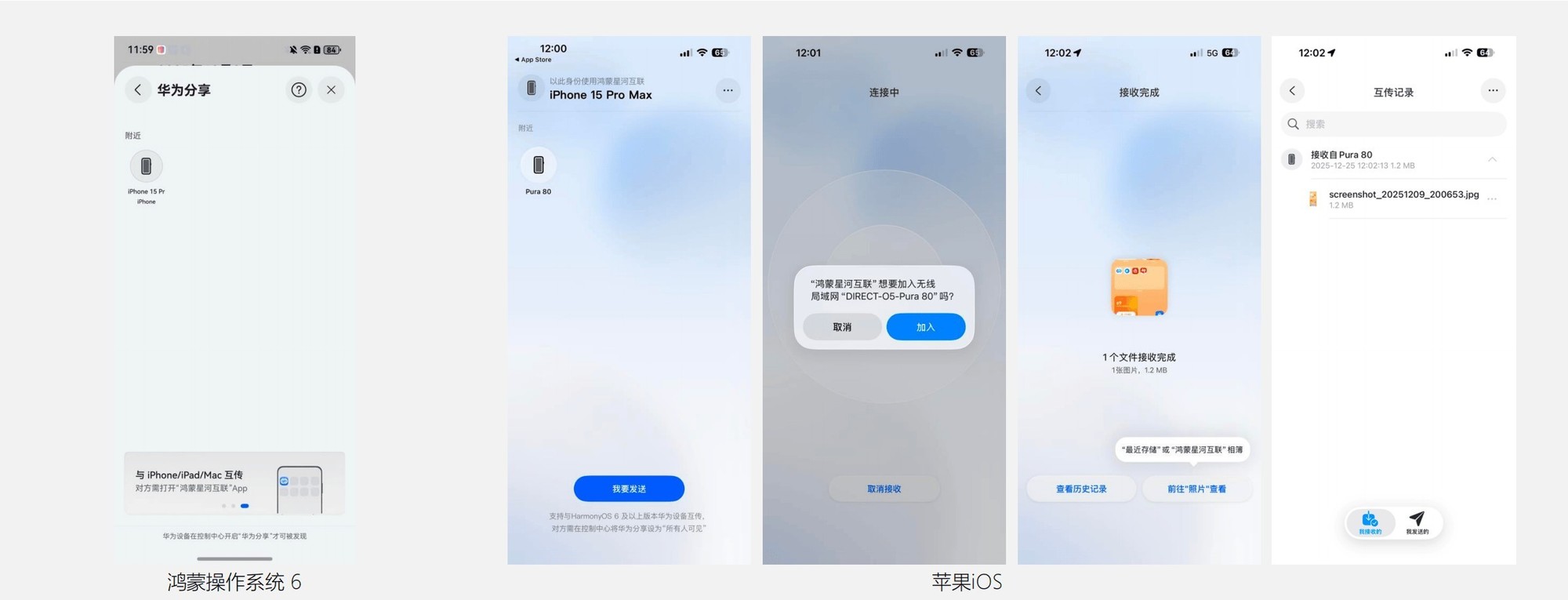 升级鸿蒙6后:与苹果设备互传文件变的更简单了
