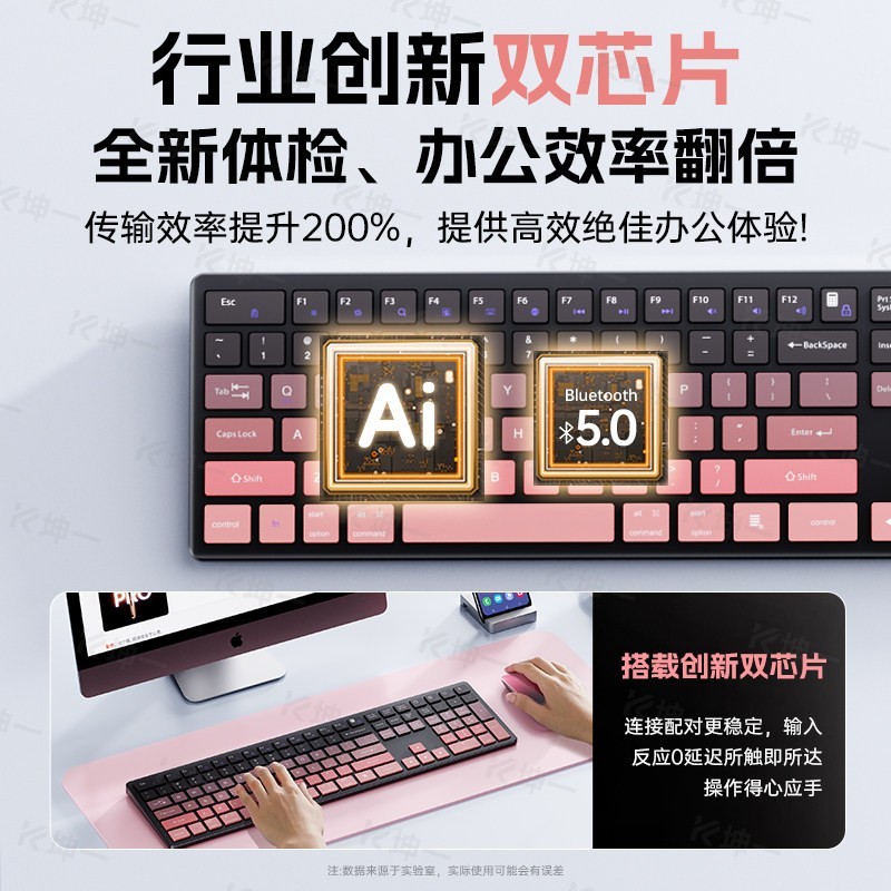 广颖电通 笔记本通用无线键盘鼠标套装蓝牙静音充电款台式电脑办公打字无声