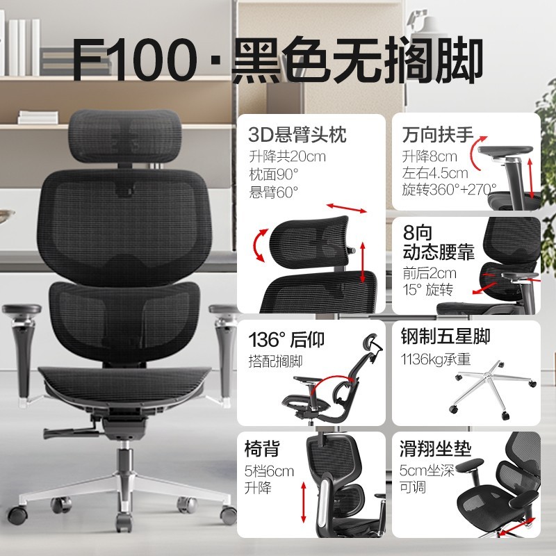 网易严选 F300双翼护腰 人体工学电脑椅办公椅电竞老板会议学习椅