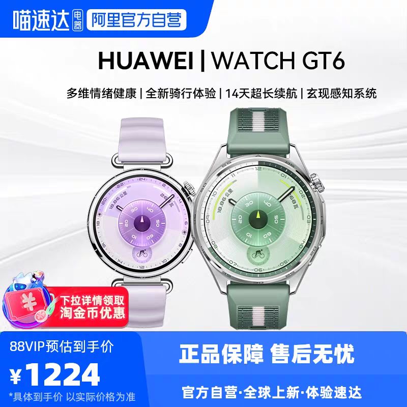 88VIP：华为 WATCH GT6 华为智能手表情绪监测健康管理运动骑行21天长续航男女情侣时尚腕表官方正品81
