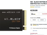 西数推出首款2230 SSD:130美元