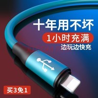 百仕奇（BASIKE） 苹果数据线 iPhone13手机PD快充11/x/12promax长usb 1.2米直头【墨绿】亲肤硅胶款丨加粗防断丨升级快充
