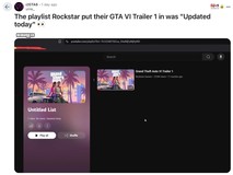 《GTA6》官方YouTube播放列表更新 疑暗示新预告片将发布