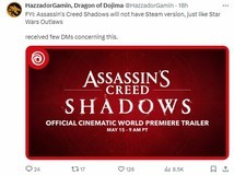 《刺客信条:影》PC独占确认,无缘Steam专属自家平台发布