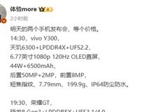 vivo Y300 手机主要参数曝光:天玑 6300 处理器,明日发布
