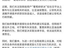 比亚迪举报“葡萄碎碎冰”被拘留