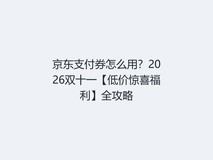 京东支付券怎么用?2026双十一【低价惊喜福利】全攻略