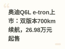 奥迪Q6L e-tron上市:双版本700km续航,26.98万元起售