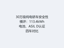 30万级纯电轿车安全性横评:113.4kWh电池、ASIL D认证四车对比