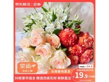 京东10枝玫瑰+10枝康乃馨组合,满30减15仅19.9元
