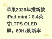 苹果2026年推新款iPad mini:8.4英寸LTPS OLED屏,60Hz刷新率