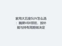 家用大五座SUV怎么选:魏牌V8X领衔,按补能与持有周期做决定