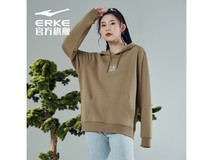 鸿星尔克女款秋冬奶咖棕卫衣低至69元