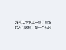 万元以下不止一款:唯听的入门选择,是一个系列