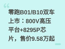零跑B01/B10双车上市:800V高压平台+8295P芯片,售价9.58万起