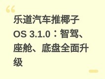 乐道汽车推椰子OS 3.1.0:智驾、座舱、底盘全面升级