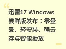 迅雷17 Windows尝鲜版发布:零登录、轻安装、强云存与智能播放
