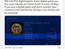 索尼PS新DRM机制引争议:数字游戏强制30天联网验证