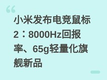 小米发布电竞鼠标2:8000Hz回报率、65g轻量化旗舰新品