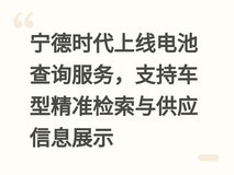 宁德时代上线电池查询服务,支持车型精准检索与供应信息展示