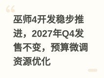 巫师4开发稳步推进,2027年Q4发售不变,预算微调资源优化