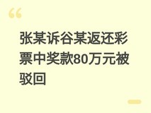 张某诉谷某返还彩票中奖款80万元被驳回