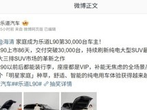 乐道L90交付破3万台成最快破三万纯电SUV