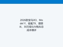 2026款宝马iX3、Model Y、极氪7X、理想i6,30万级SUV购车总成本横评