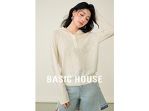 百家好女士钩花连帽针织衫5折特惠