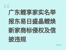 广东鲤享家实名举报东易日盛晶鲤焕新家商标侵权及信披违规