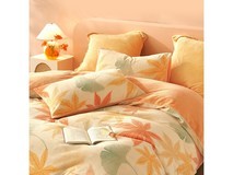 水星家纺秋水茗枫牛奶绒四件套5折购