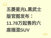 五菱星光L黑武士版官图发布:11.78万起售的六座插混SUV