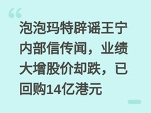 泡泡玛特辟谣王宁内部信传闻,业绩大增股价却跌,已回购14亿港元