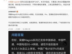 荣耀姜海荣：荣耀Magic6系列已经全面支持5.5G