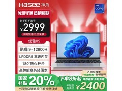 神舟优雅X5轻薄本-i9处理器-16G内存-512G硬盘-仅2400元