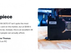 AMD RX 9070XT海外评测解禁：获满分评价