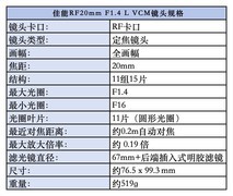 视频照片双修高素质广角定焦 佳能H头RF20mm F1.4 L VCM镜头评测