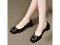 慕芹茹水钻方扣粗跟单鞋低至39元！
