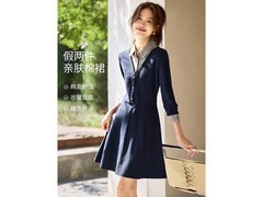 沫晗依美学院风假两件裙