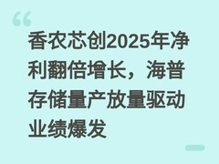 香农芯创2025年净利翻倍增长，海普存储量产放量驱动业绩爆发