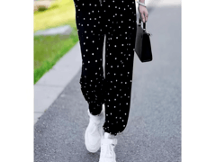 新款黑色碎花束脚散步裤，均码大码59.9元速抢！