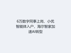 6万数字同事上岗、小优智能体入户，海尔智家加速AI转型