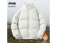 JEEP SPIRIT米白色加厚短棉服99元抢