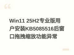 Win11 25H2专业版用户安装KB5085516后窗口拖拽缩放功能异常