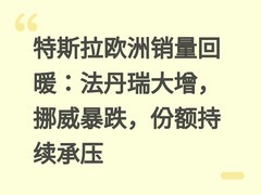 特斯拉欧洲销量回暖：法丹瑞大增，挪威暴跌，份额持续承压