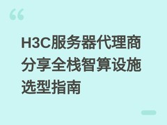 H3C服务器代理商分享全栈智算设施选型指南