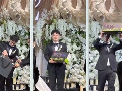 新娘赠新郎12万元RTX 5090显卡，婚礼现场感动落泪