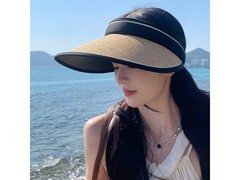 达芬奇密码草编黑胶防晒帽2.7折热卖