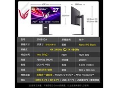 LG 27G850A显示器特惠价2848元